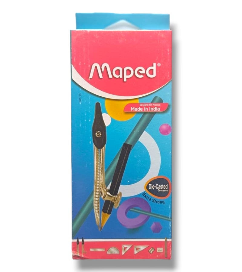 Maped Study Geometry Box 9 Instrument Set Die-Cast Compass Rounder Math Set